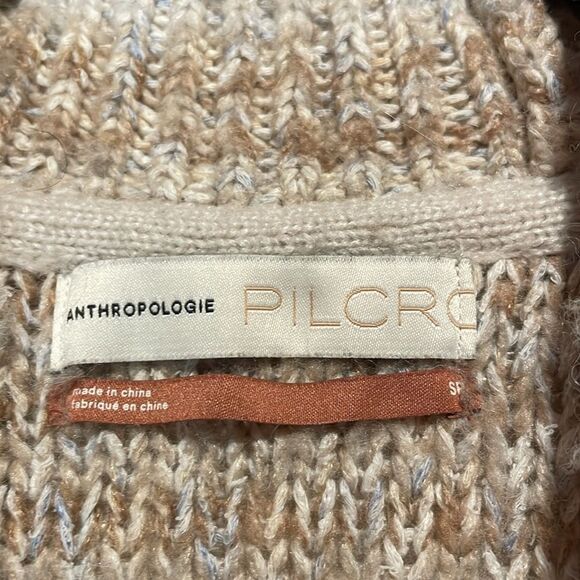 Pilcro- Anthropologie “Joyce” Neutral Striped V Neck Chunky Crop Sweater- Size S - Picture 5 of 10